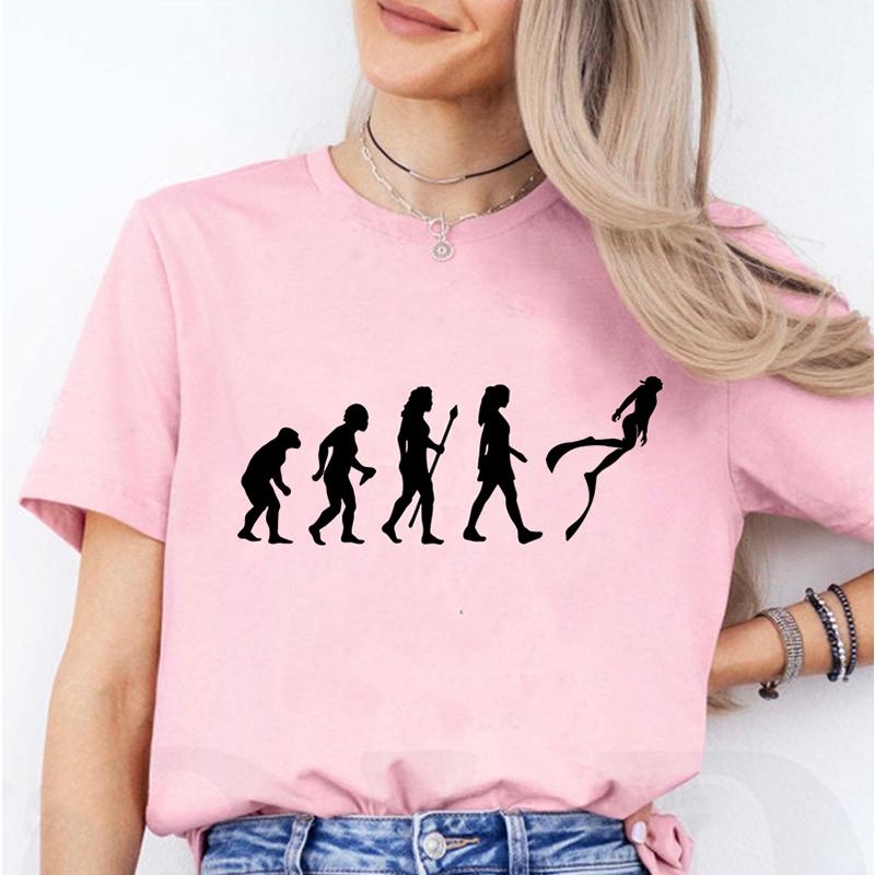 Women Fashion Evolution - Engraçado evolução do mergulho camiseta feminina