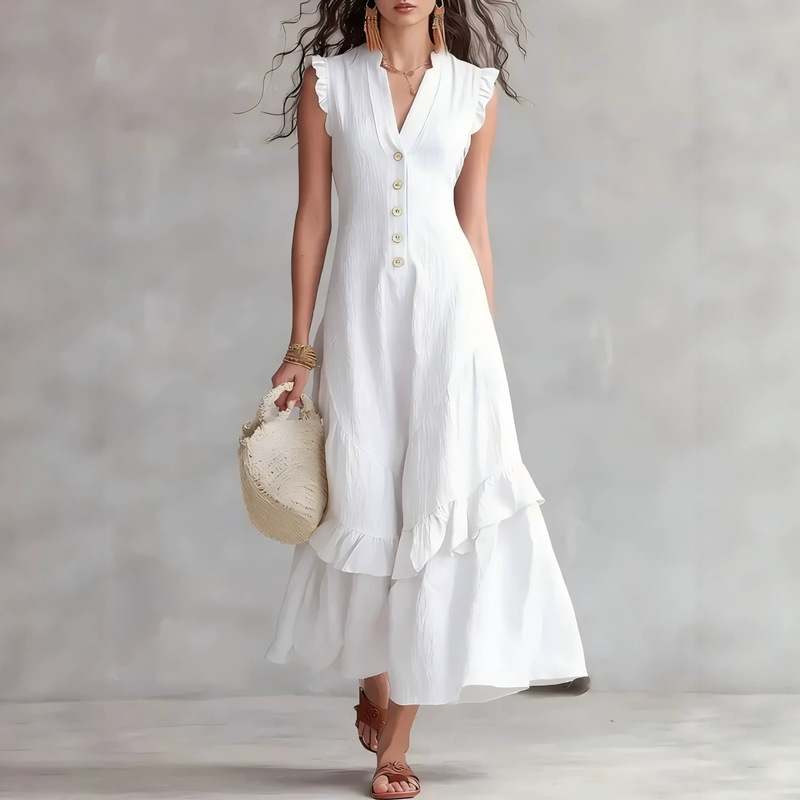 Women'S Fashion Middle Ages - Vestido Longo Feminino Elegante de Algodão