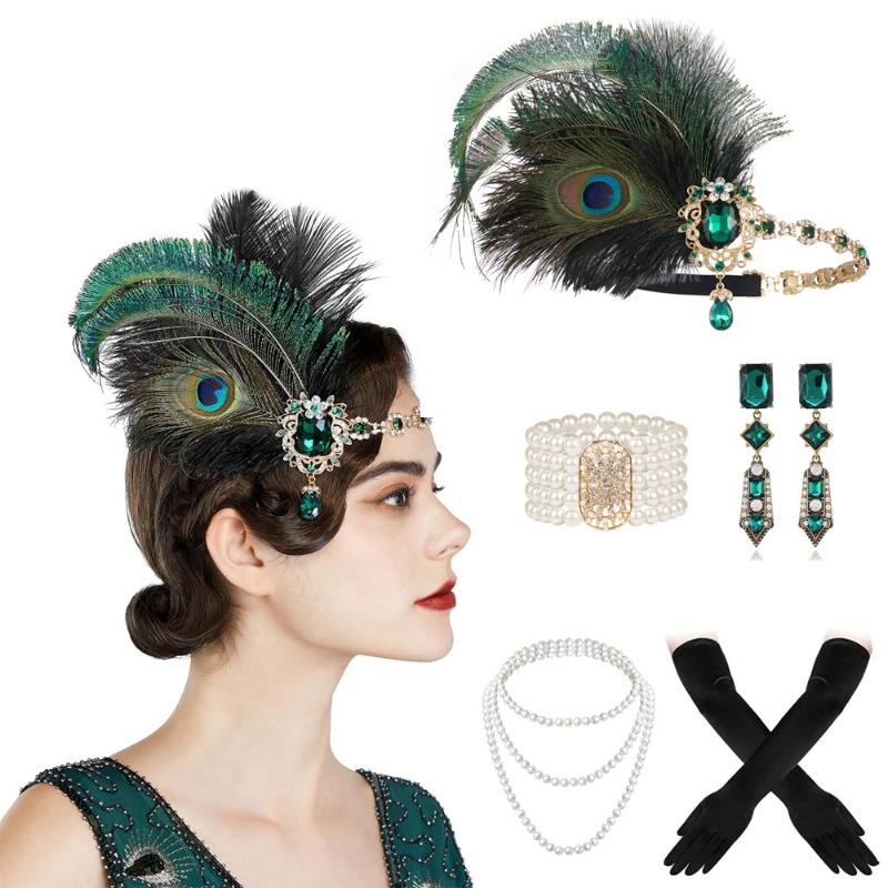 Women'S Fashion Roaring 20S - Conjunto de acessórios flapper 1920s grande