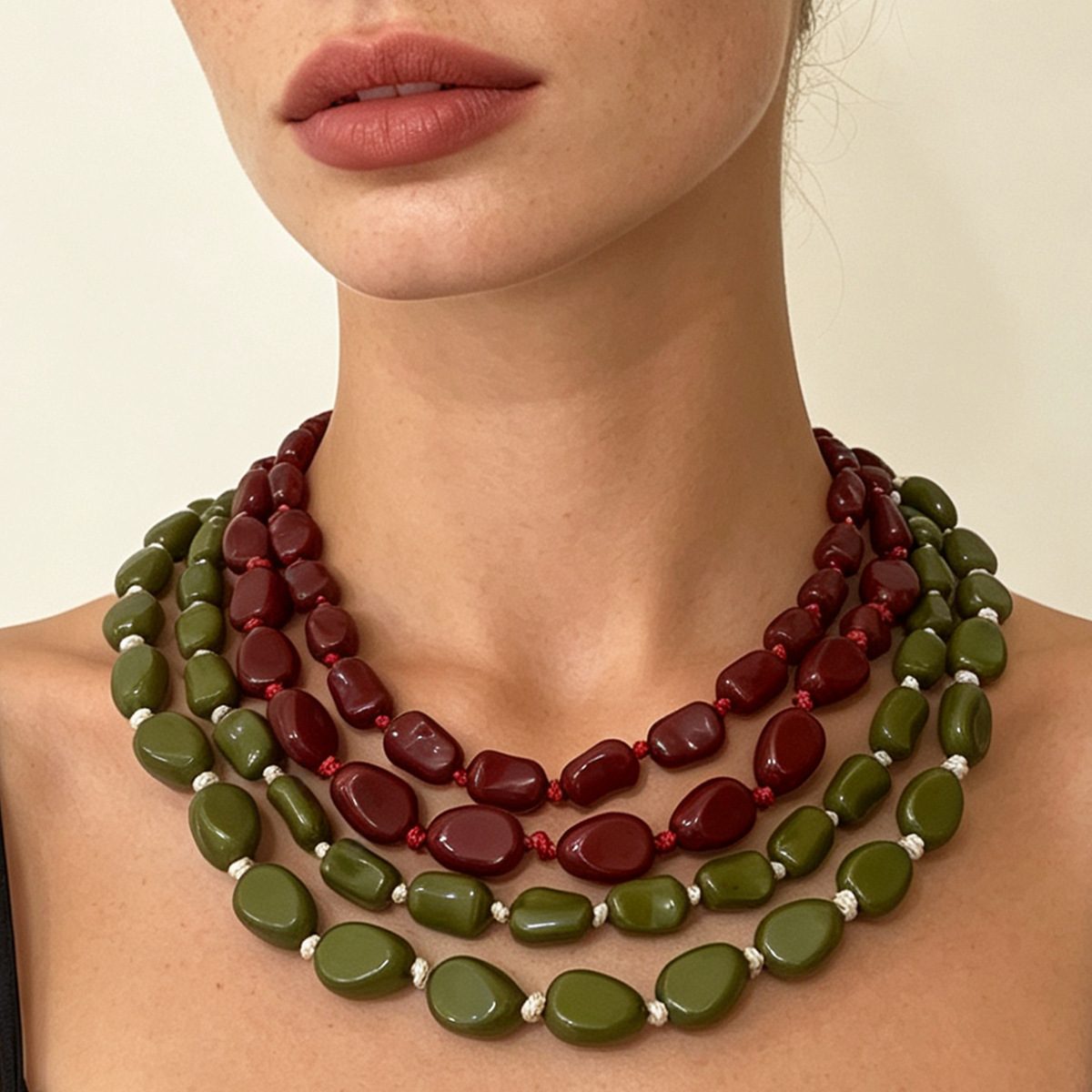 Women'S Fashion Ww2 - Colar de Pérolas Geométricas Irregulares Retro