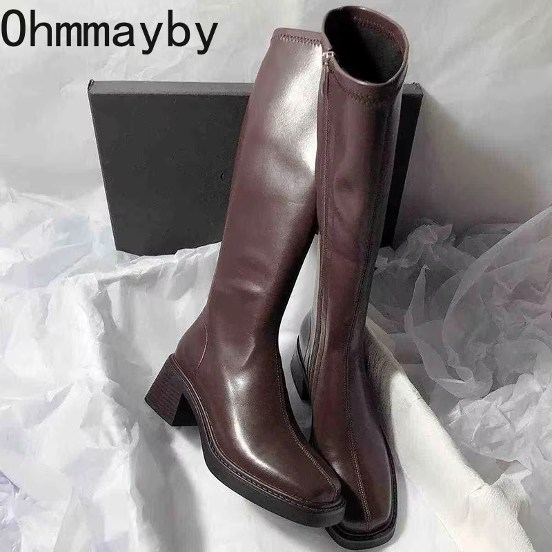 Women'S Fashion Knee High Boots - Vintage salto grosso feminino joelho botas