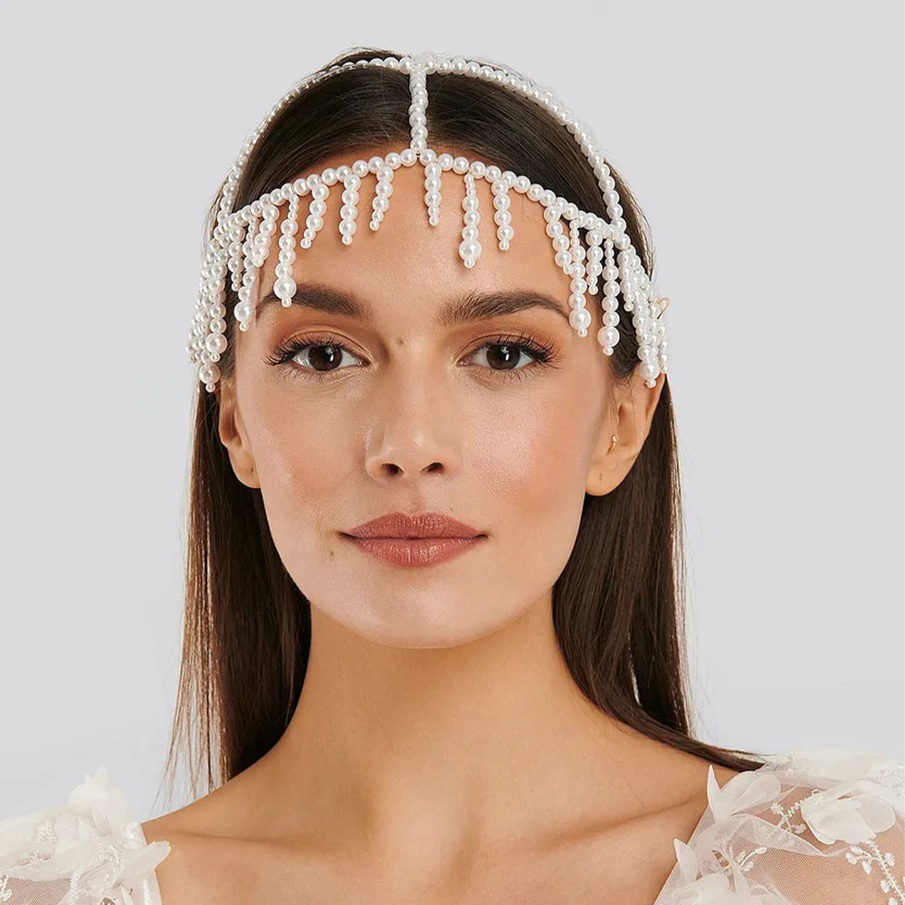 Women'S Fashion Roaring 20S - Stonefans-Pérola Franja Capacete com Tampão De