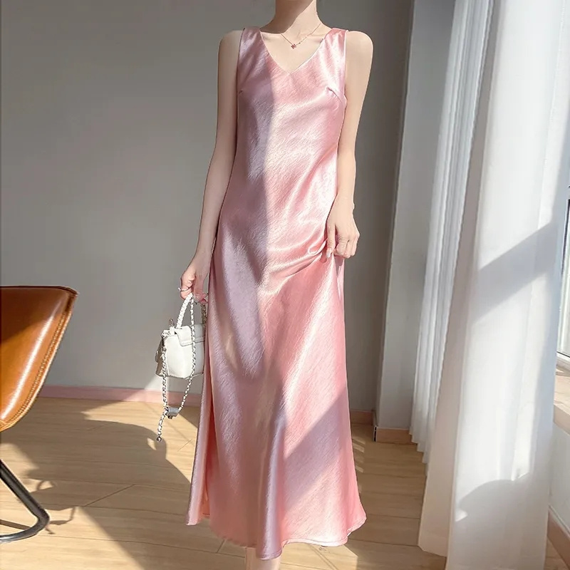 Women'S Fashion Gilded Age - Vestidos Longos de Cetim Dourado de