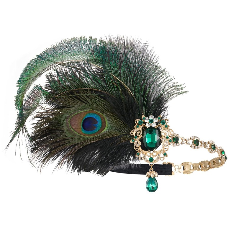 Women'S Fashion Roaring 20S - 1920s Flapper Pavão Pena Tiara Roaring