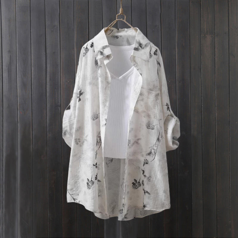 Women'S Fashion Long Coat - Camisa tencel feminina casaco fino solto