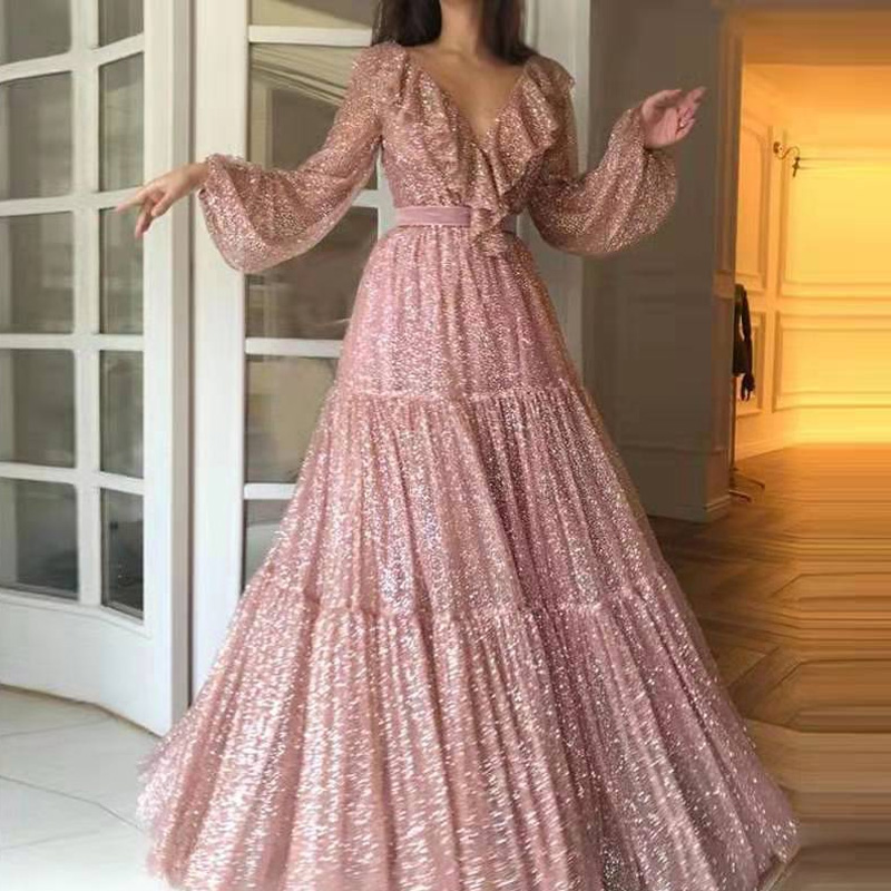 Women'S Fashion Gilded Age - Moda malha dourada manga longa balanço