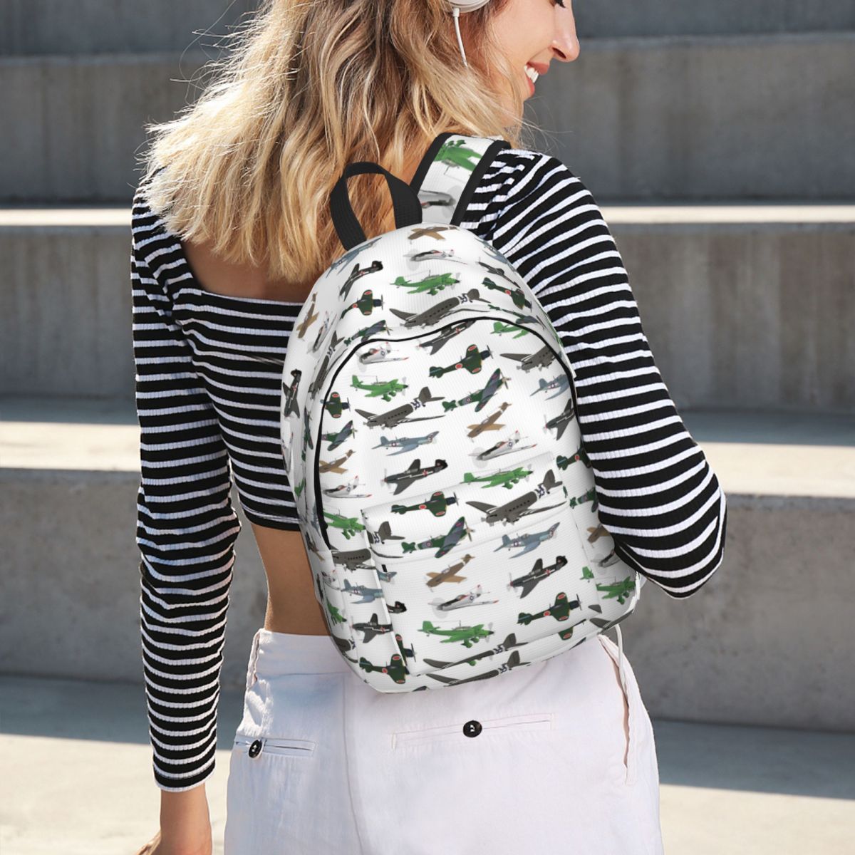 Women'S Fashion Ww2 - Mochila escolar com vários aviões da