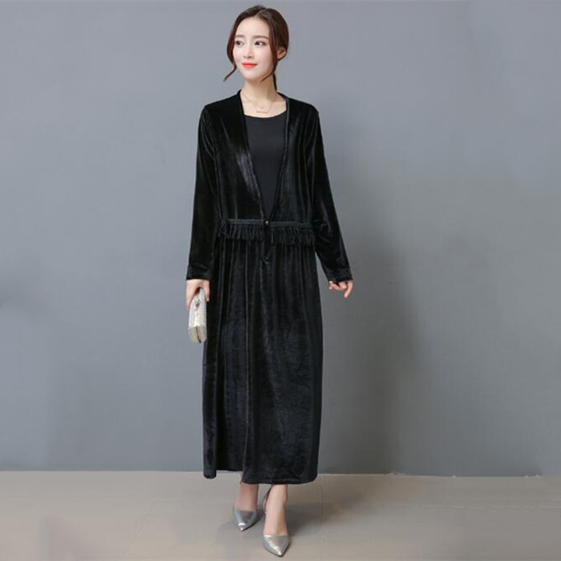 Longline Cardigan Knit - Moda outono inverno feminino elegante veludo