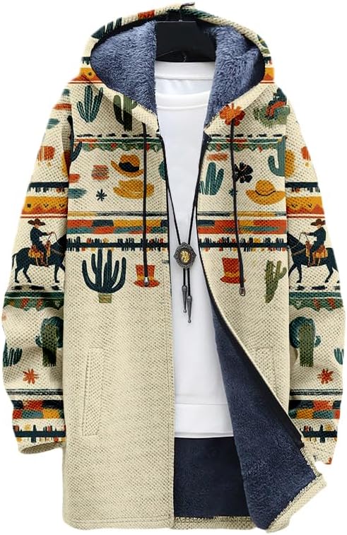 Longline Cardigan Knit - Jaqueta asteca masculina cardigan ocidental cowboy