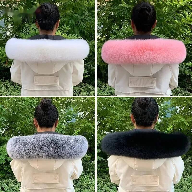 Women'S Fashion Long Coat - 100% gola de pele natural inverno