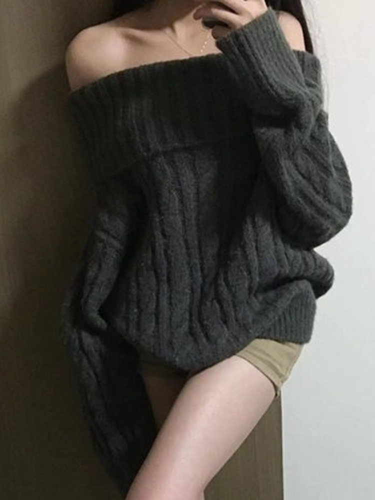 Women'S Fashion Designer Clothes - Design francês cinza fora do ombro