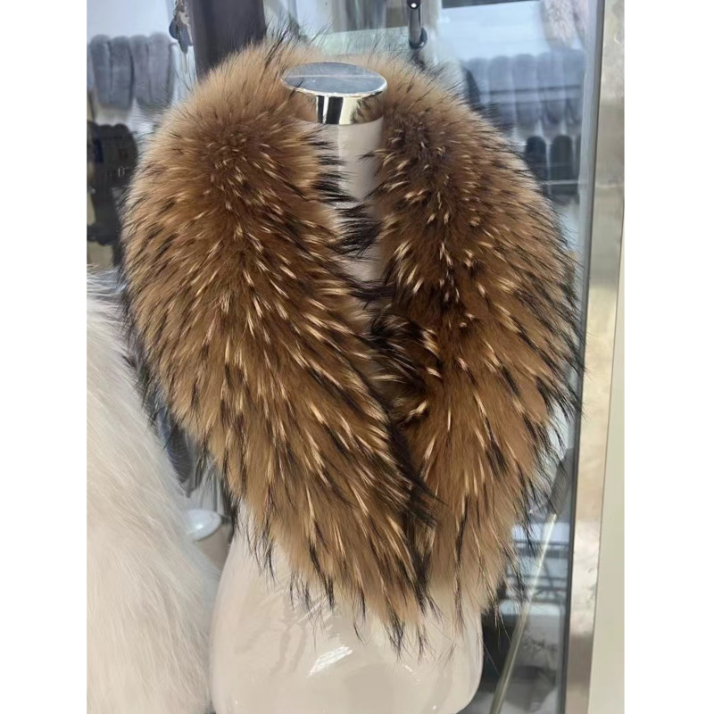 Women'S Fashion Long Coat - Gola de pele de guaxinim feminino