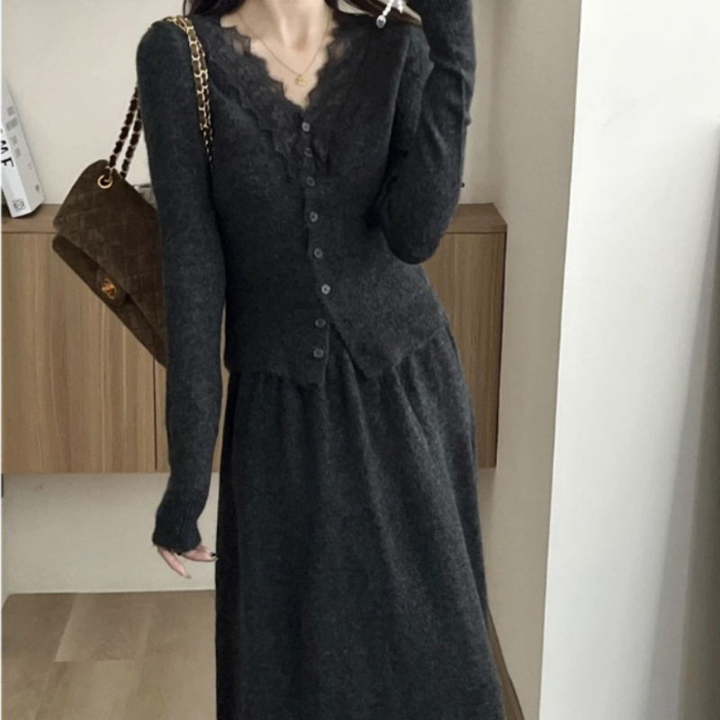 Coreano renda de manga comprid - Longline Cardigan Knit avaliação e preço