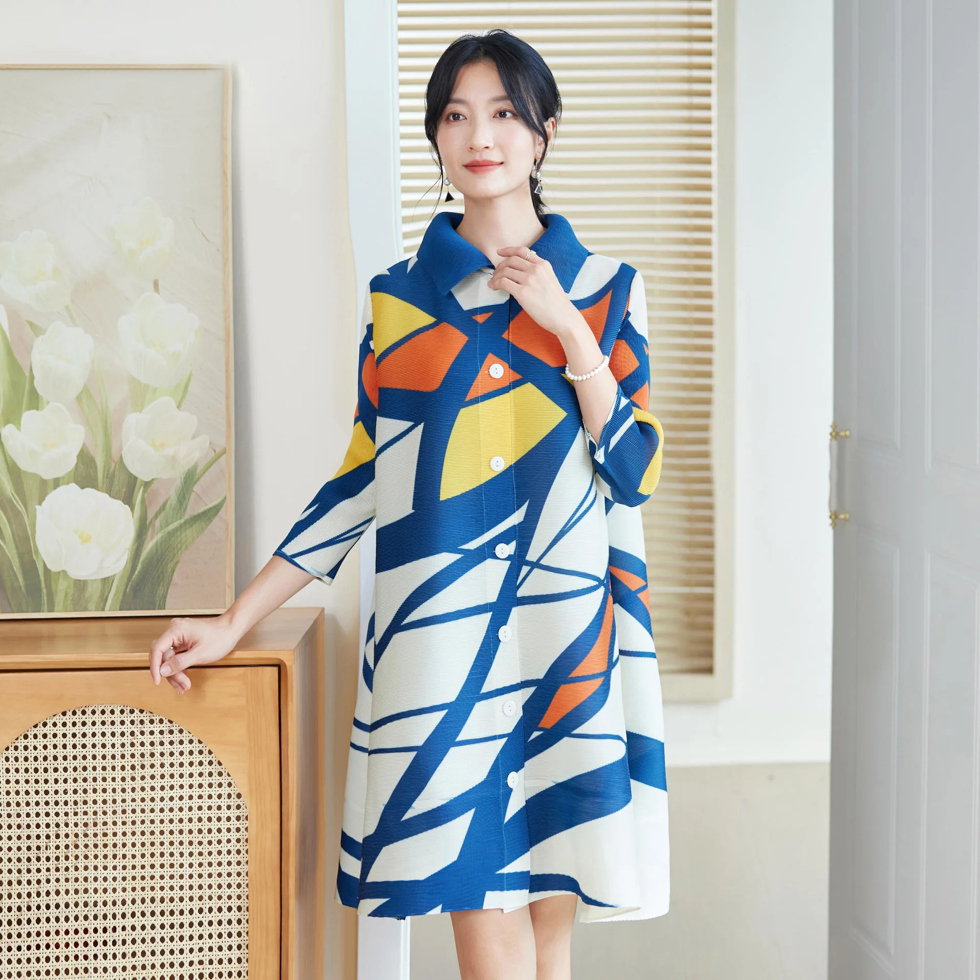 Vestido Plissado Estilo Miyake - Longline Cardigan Knit avaliação e preço