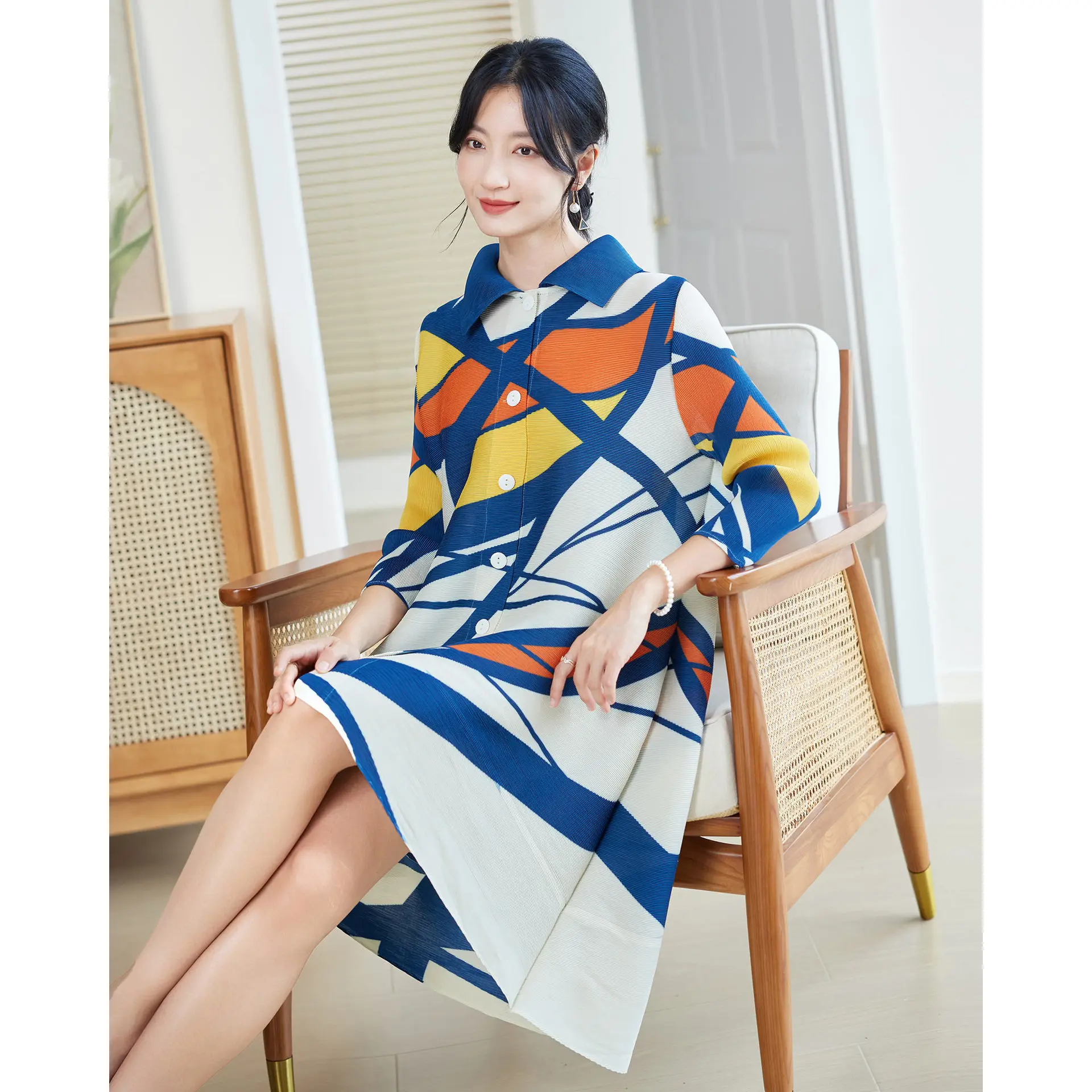 Vestido Plissado Estilo Miyake - Longline Cardigan Knit avaliação e preço