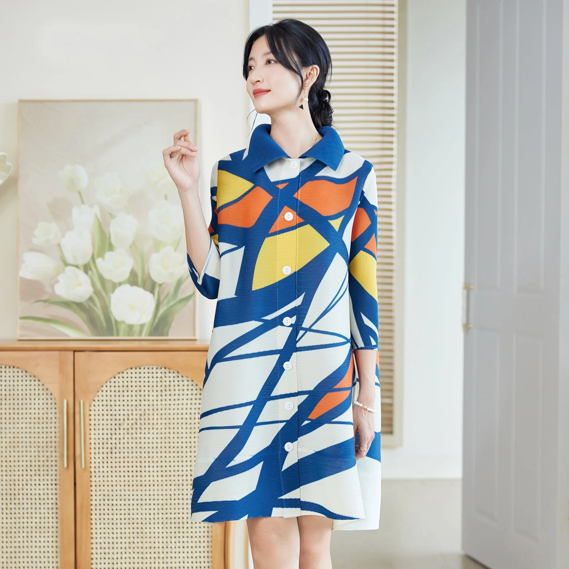 Vestido Plissado Estilo Miyake - Longline Cardigan Knit avaliação e preço