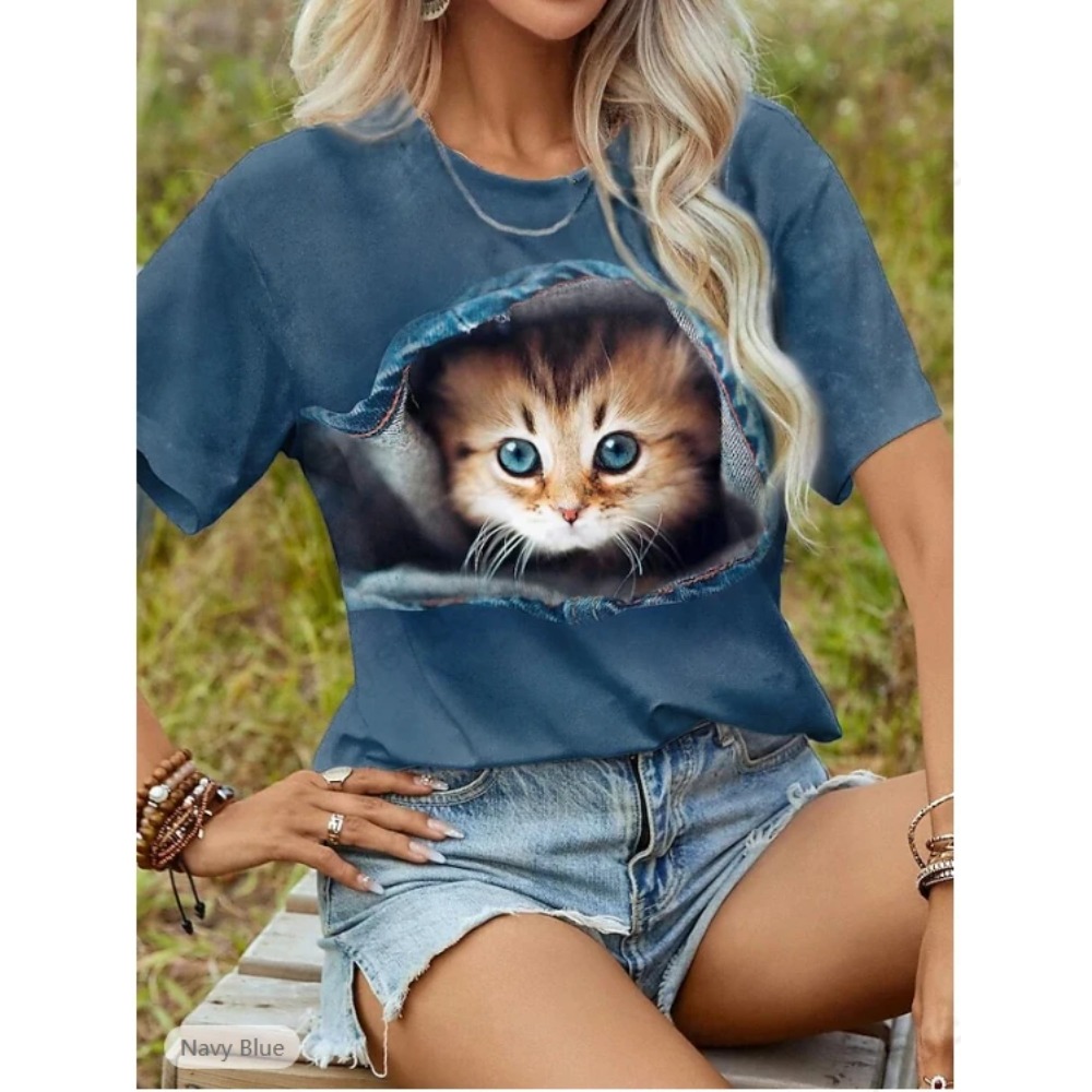 Gato engraçado impressão 3d gr - Women'S Fashion Designer Clothes avaliação e preço