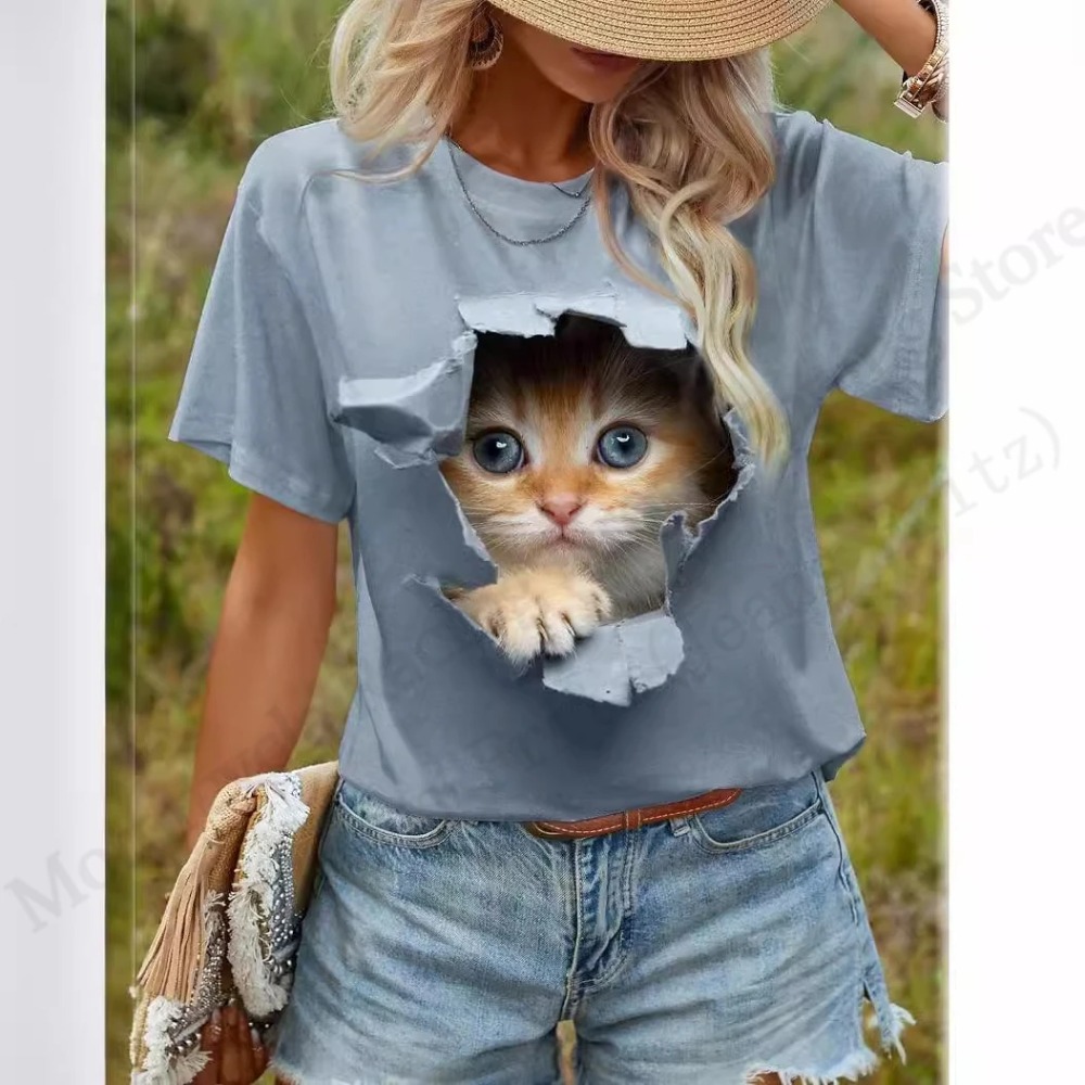Gato engraçado impressão 3d gr - Women'S Fashion Designer Clothes avaliação e preço