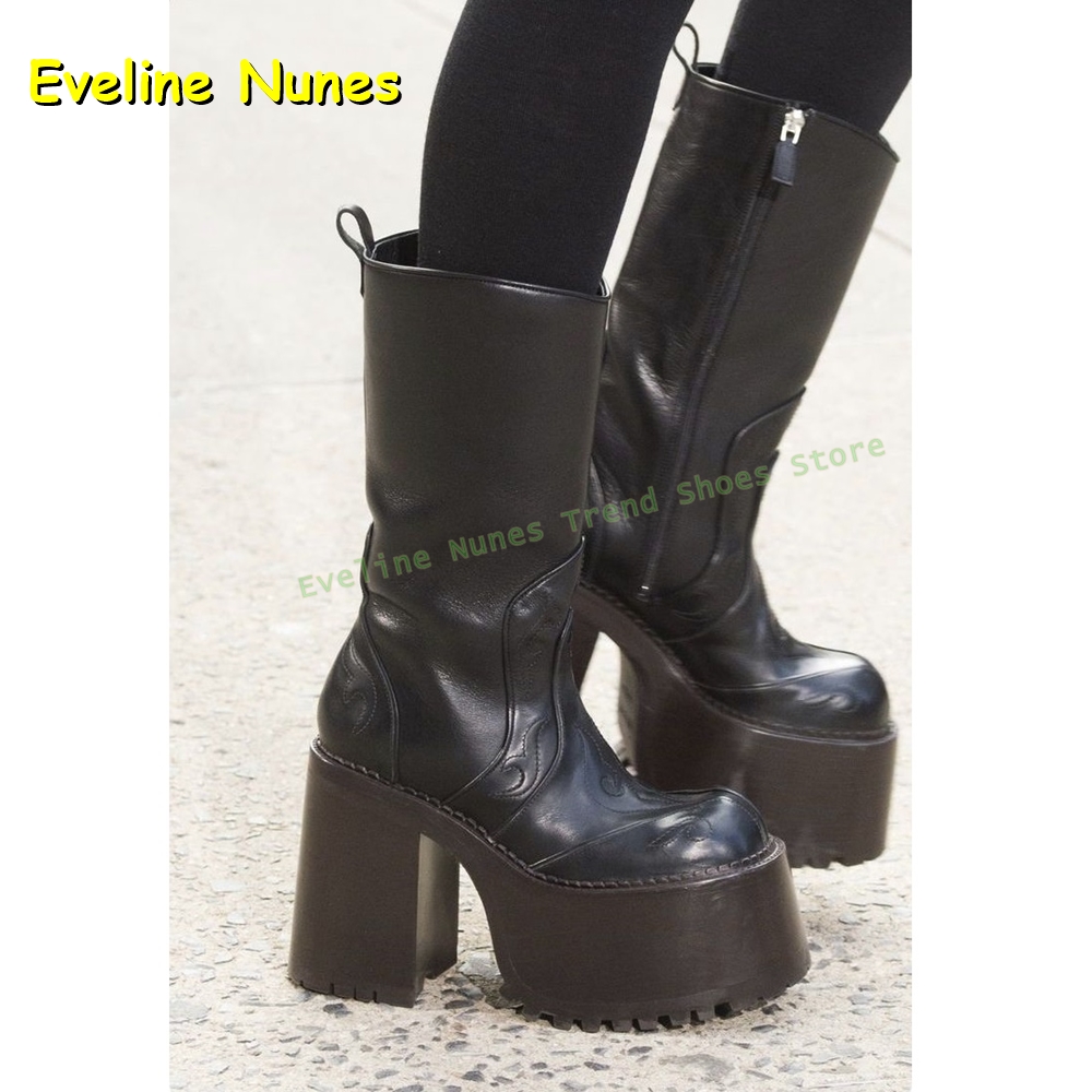 Plataforma bordada joelho bota - Women'S Fashion Knee High Boots avaliação e preço