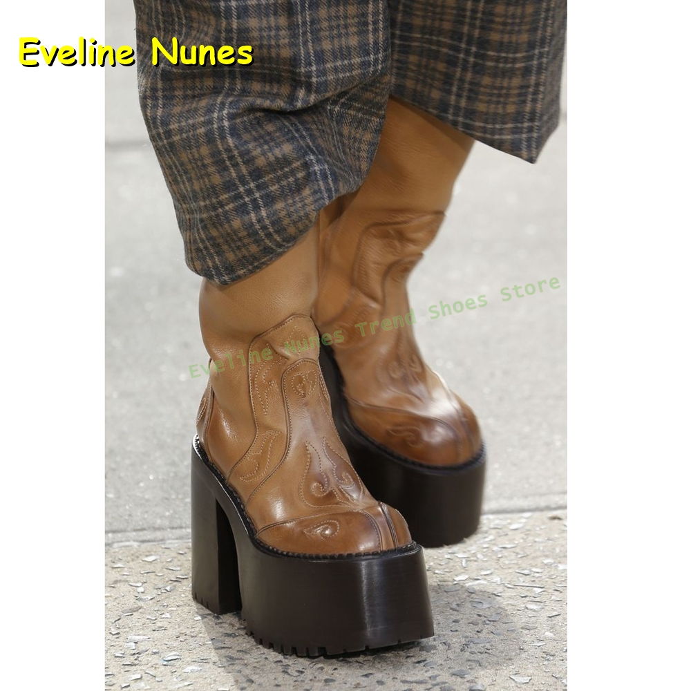Plataforma bordada joelho bota - Women'S Fashion Knee High Boots avaliação e preço