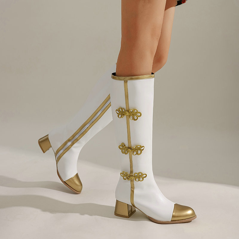 Tamanho grande moda joelho bot - Women'S Fashion Knee High Boots avaliação e preço