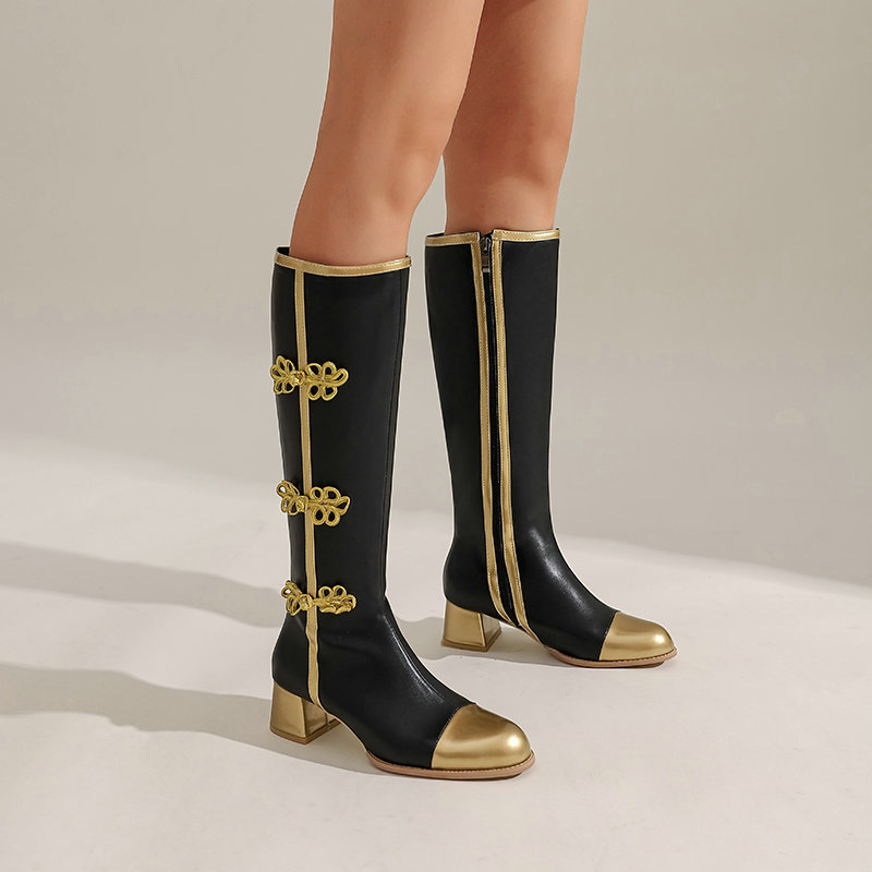 Tamanho grande moda joelho bot - Women'S Fashion Knee High Boots avaliação e preço
