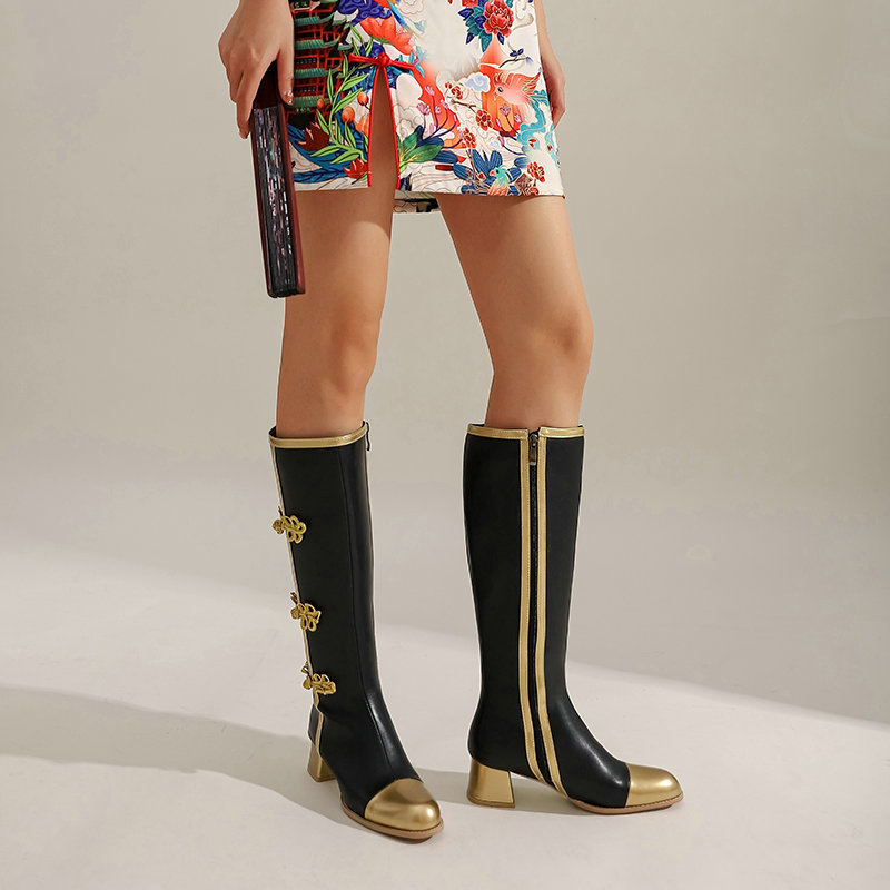 Tamanho grande moda joelho bot - Women'S Fashion Knee High Boots avaliação e preço