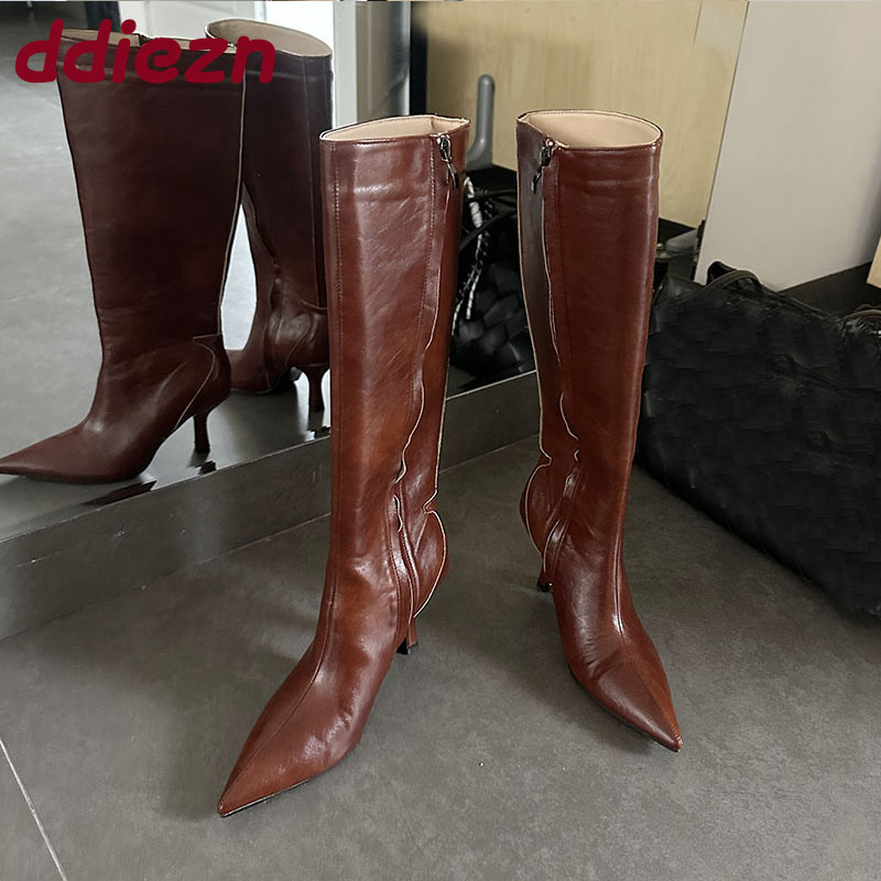 Moda dedo do pé apontado senho - Women'S Fashion Knee High Boots avaliação e preço