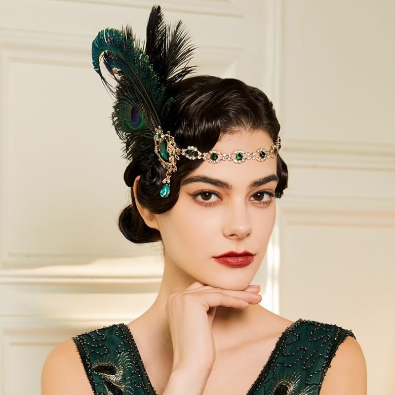 1920s Flapper Pavão Pena Tiara - Women'S Fashion Roaring 20S avaliação e preço