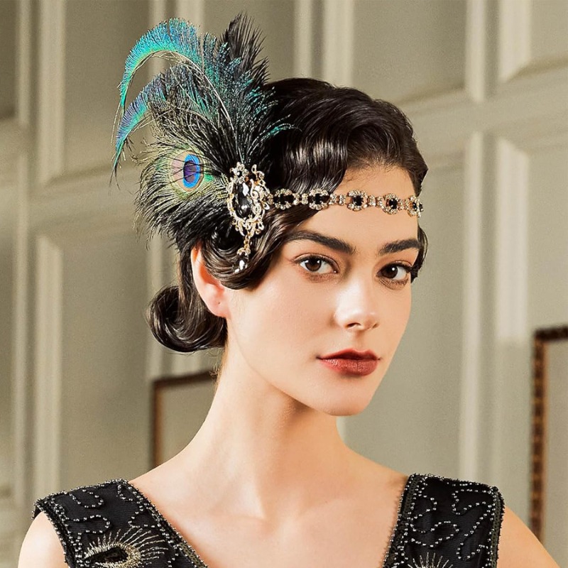 1920s Flapper Pavão Pena Tiara - Women'S Fashion Roaring 20S avaliação e preço