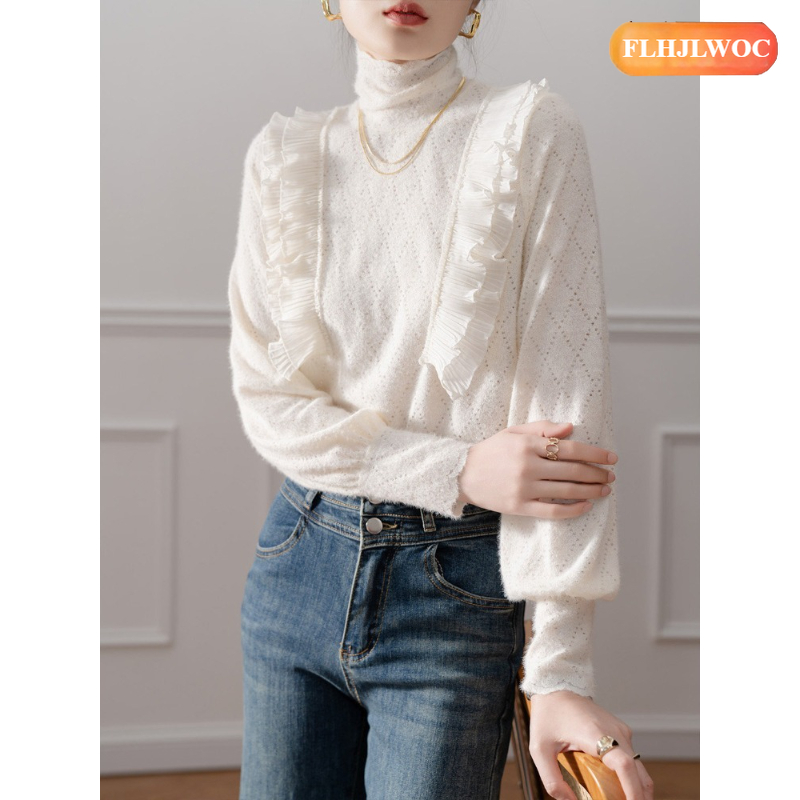 Design francês gola alta blusa - Women'S Fashion Designer Clothes avaliação e preço