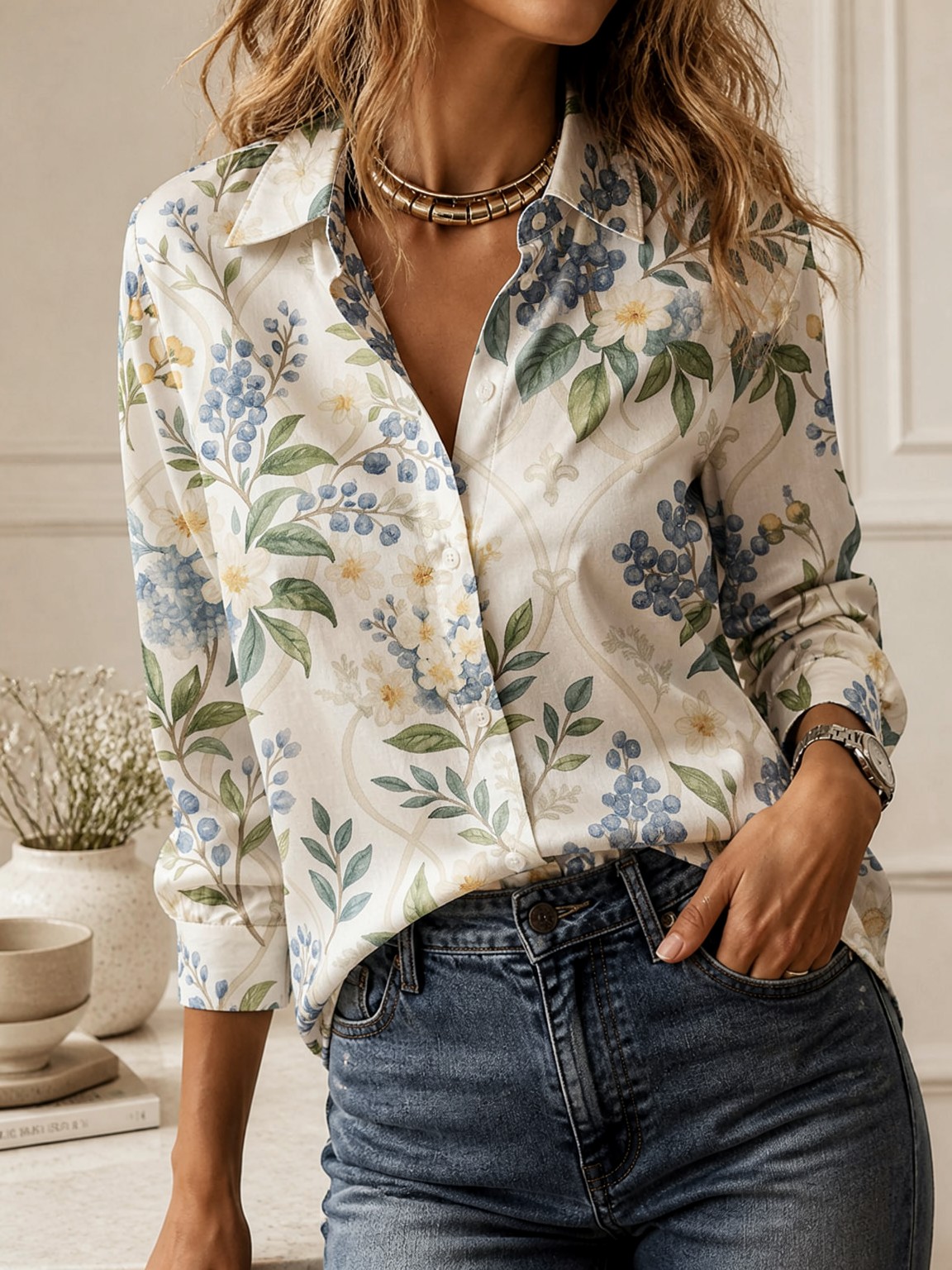 Blusa Casual com Gola, Manga L - Trend Women Fashion avaliação e preço