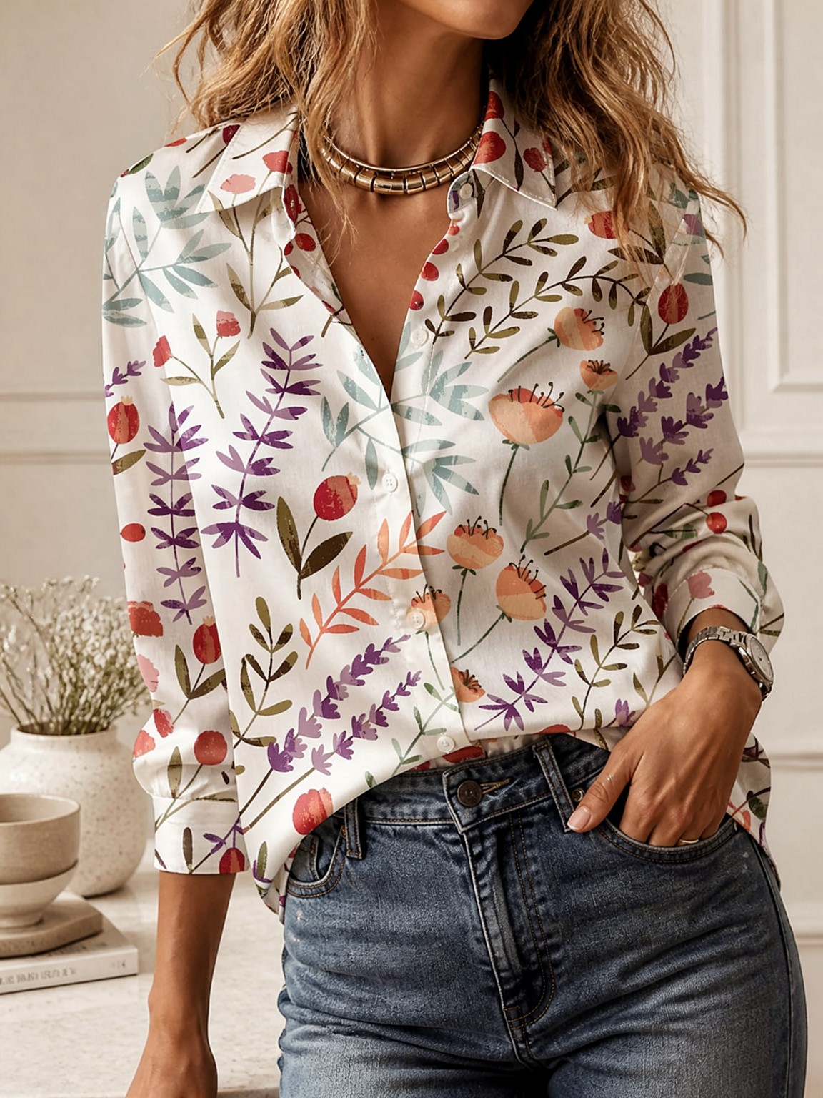 Blusa Casual com Gola, Manga L - Trend Women Fashion avaliação e preço