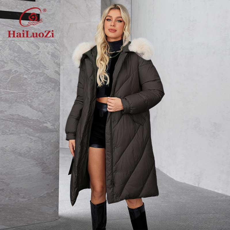 HaiLuoZi-Casaco Parka Longo co - Women'S Fashion Long Coat avaliação e preço