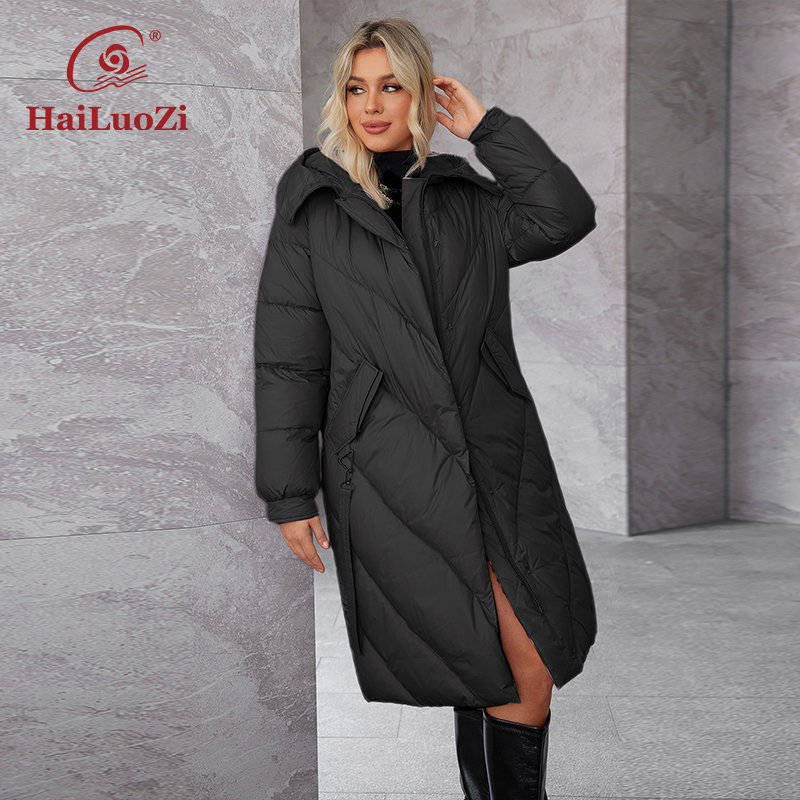 HaiLuoZi-Casaco Parka Longo co - Women'S Fashion Long Coat avaliação e preço