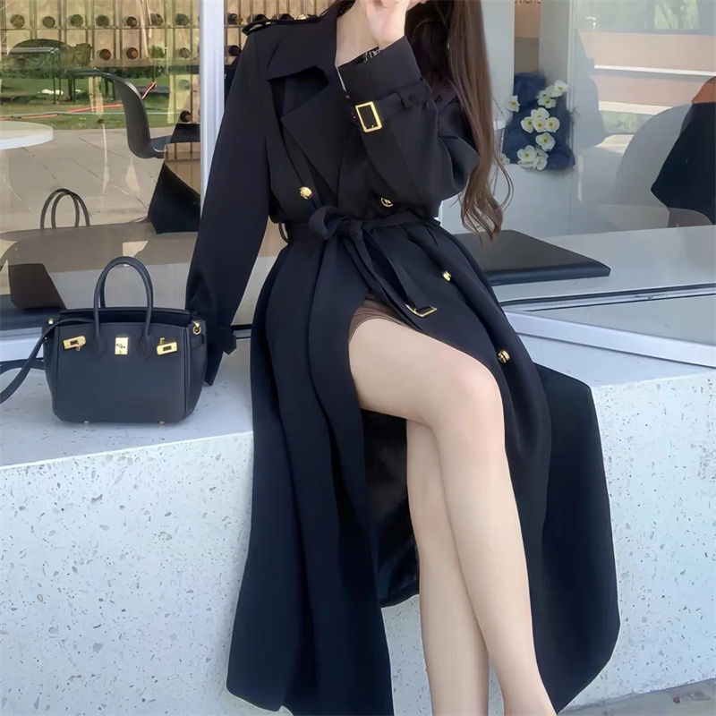 Primavera outono longo trench  - Women'S Fashion Designer Clothes avaliação e preço