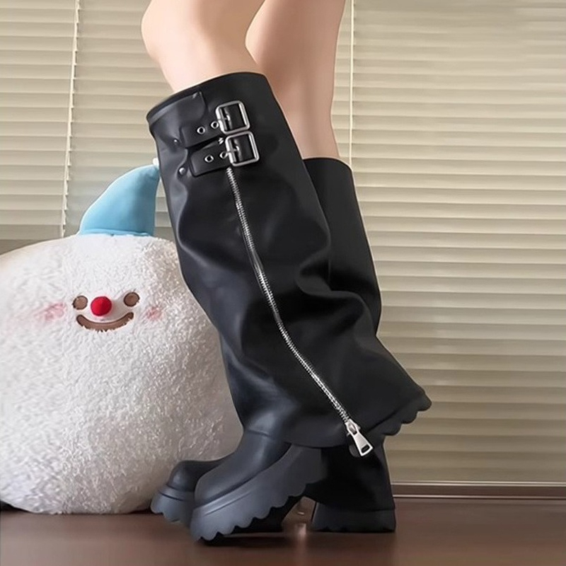 Estilo punk emenda fundo gross - Women'S Fashion Knee High Boots avaliação e preço