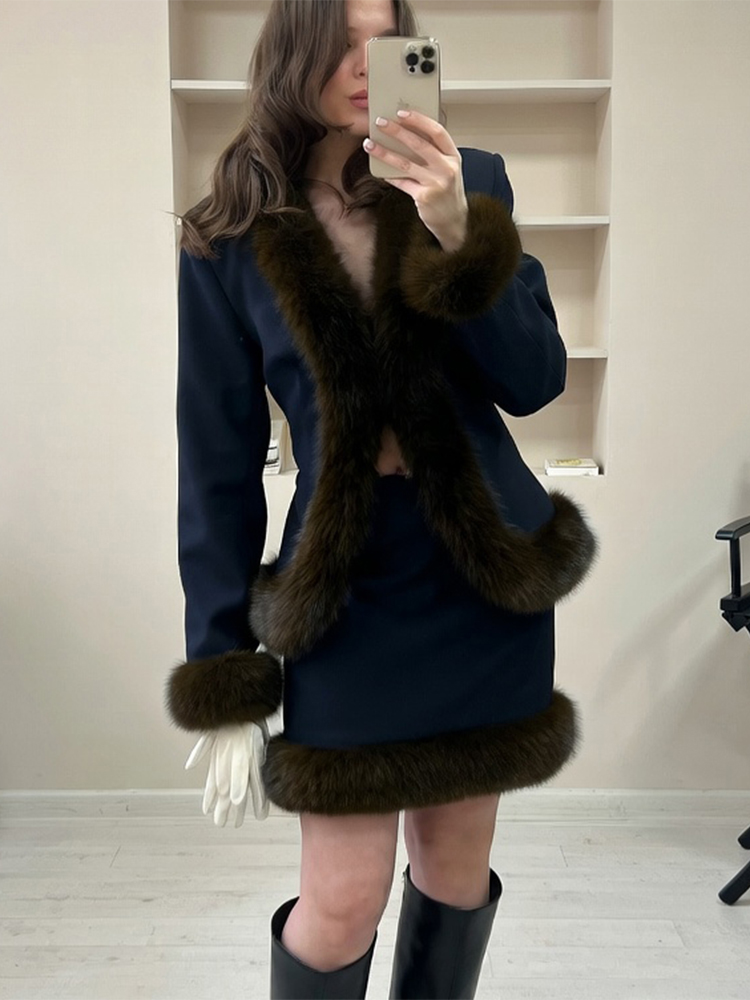 Conjunto Feminino de Saia com  - Women'S Fashion Long Coat avaliação e preço