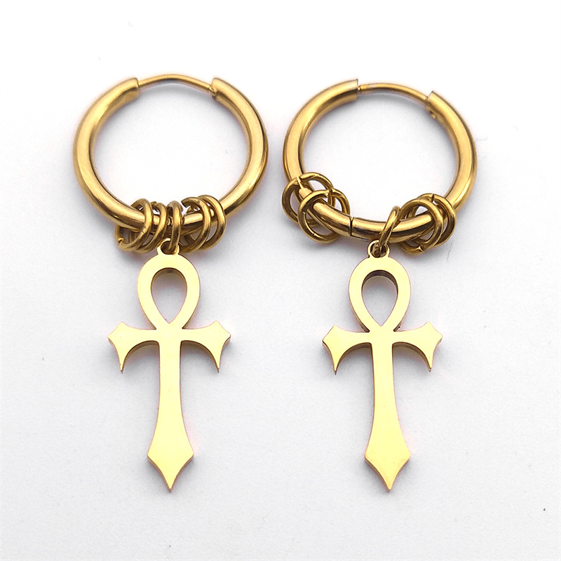Egito ankh cruz hoop gota bala - Women Fashion Egypt avaliação e preço