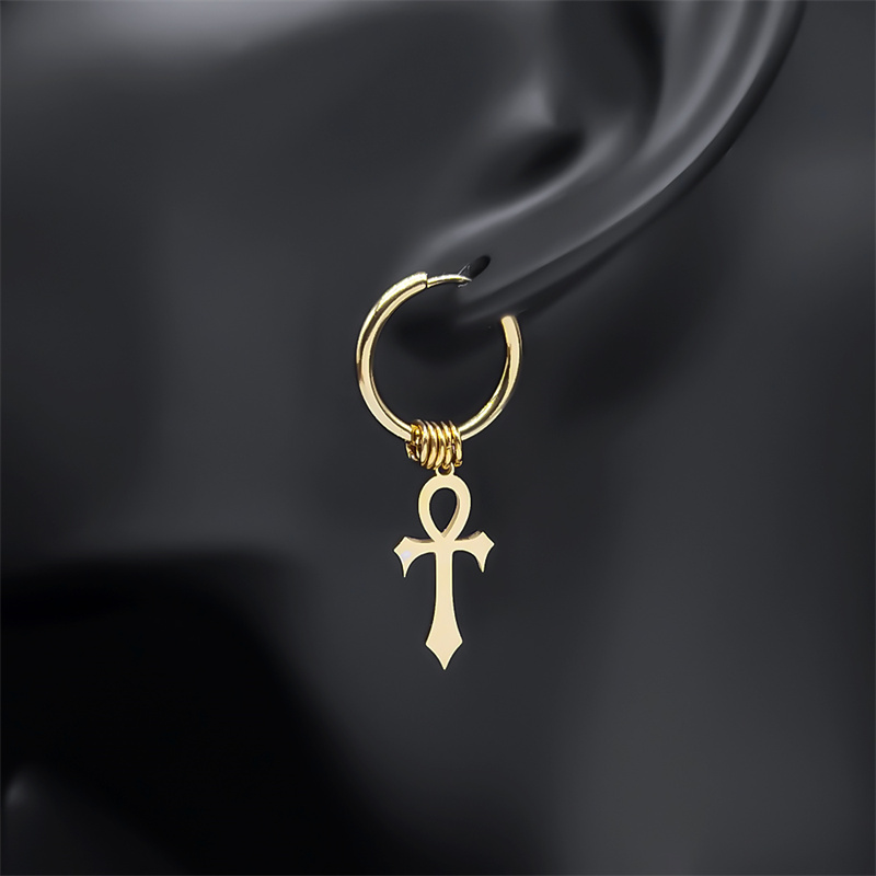 Egito ankh cruz hoop gota bala - Women Fashion Egypt avaliação e preço