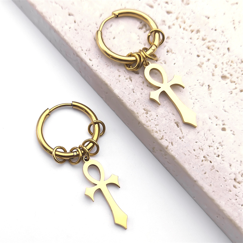 Egito ankh cruz hoop gota bala - Women Fashion Egypt avaliação e preço